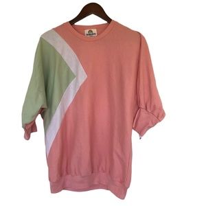 Vintage Sloppy Joes Sweatshirt Womens Pink Green Stripe Top NWOT Made in USA